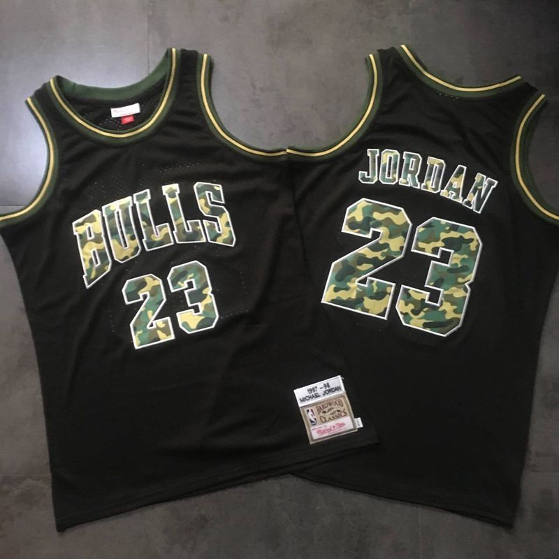 Men Chicago Bulls #23 Jordan Black Trowback Camo Swingman NBA Jersey->chicago bulls->NBA Jersey